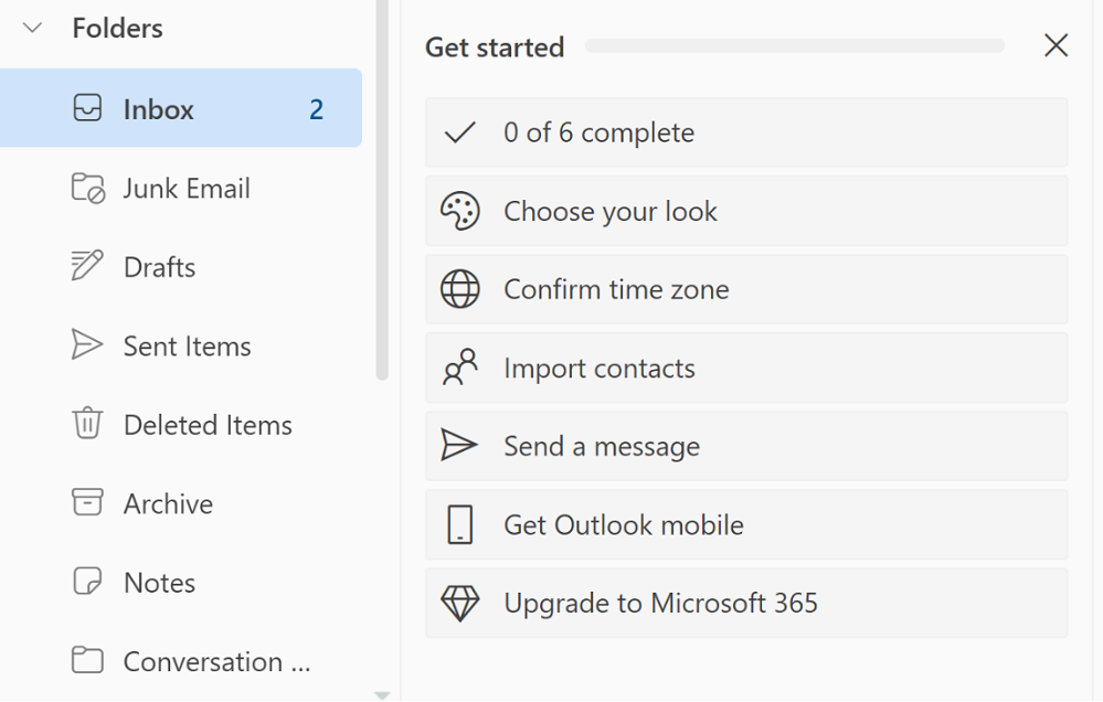 Microsoft365 - getting started guide sa Outlook web app