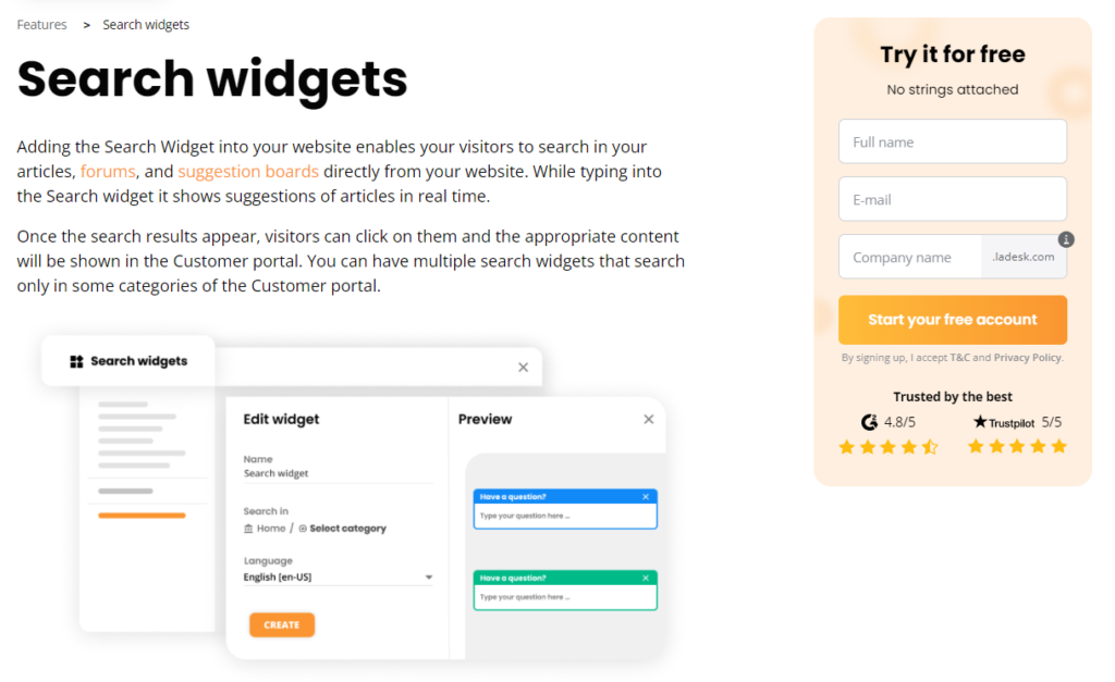 LiveAgent Sidebar opt-in forms CTA