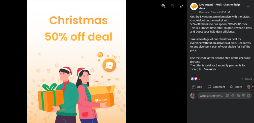 LiveAgent Facebook Christmas promo