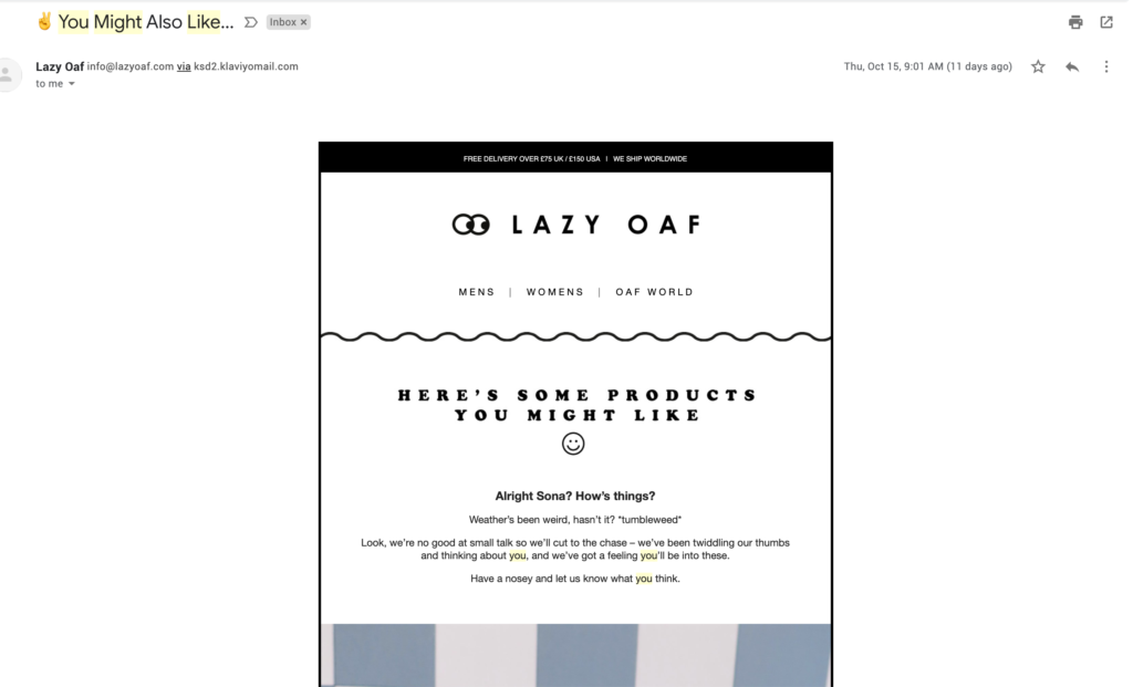 Cross selling ng Lazy Oaf