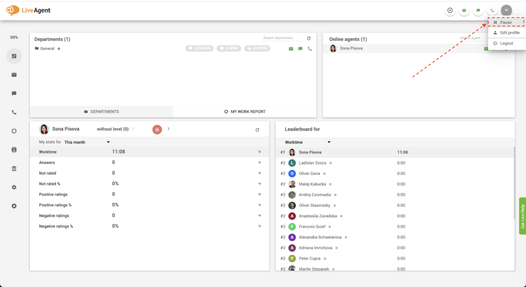 buton na sandaling pagtigil