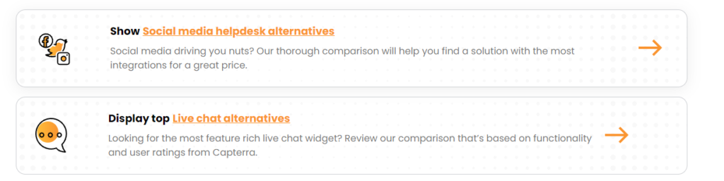 LiveAgent alternatives Call To Action buttons