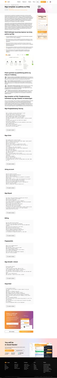 Nagbubuo ng knowledgebase at hindi mo alam paano magsimula? Gamitin ang aming nakahanda nang template sa FAQ para sa billing, pangkalahatang katanungan, at iba pa!