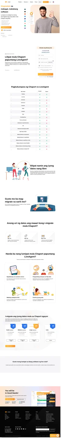 Ang LiveAgent ay isang solusyon sa help desk na nagkokonekta sa iba't ibang mga channel sa iisang interface. Mag-migrate mula Chaport papuntang LiveAgent at simulang makakuha ang benepisyo sa negosyo.