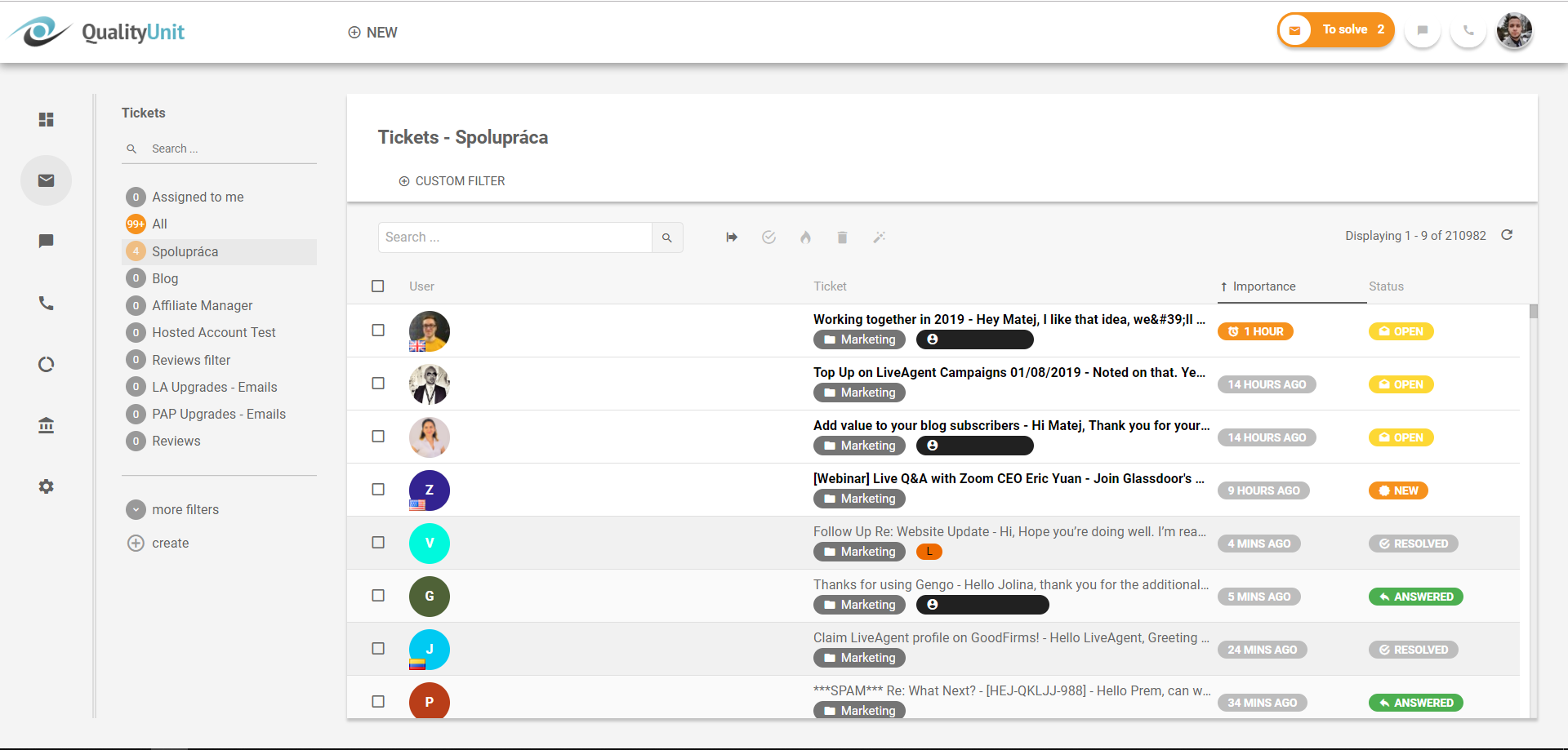 Libreng help desk system -LiveAgent -Lahat ng ticket