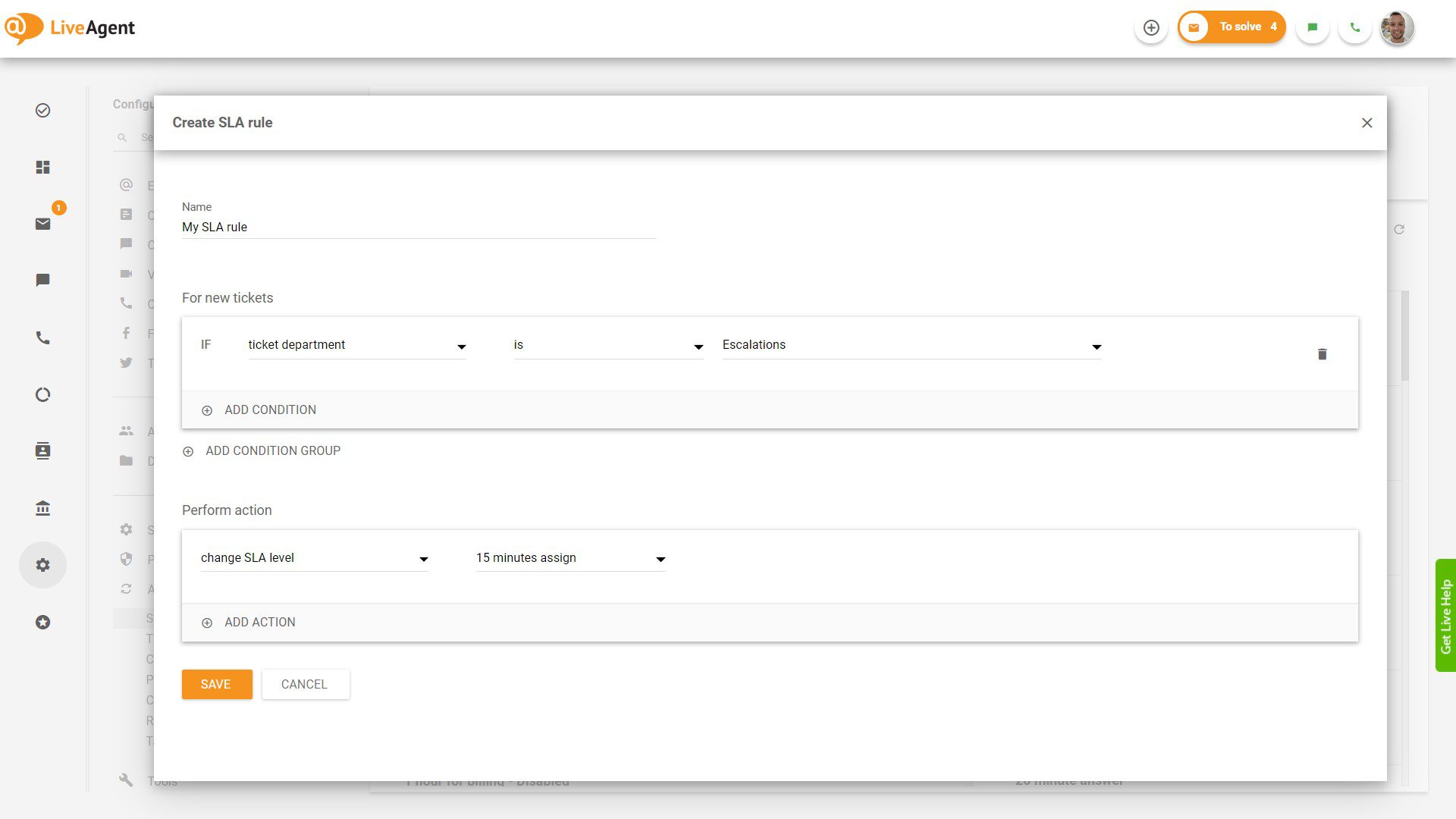 Paglikha ng Panuntunan sa SLA