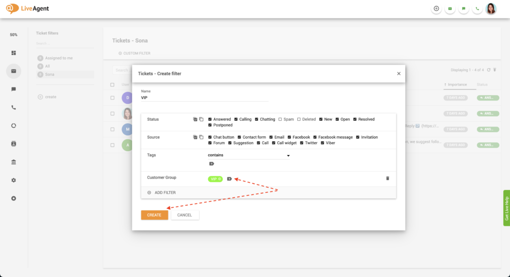 creating a ticketing filter