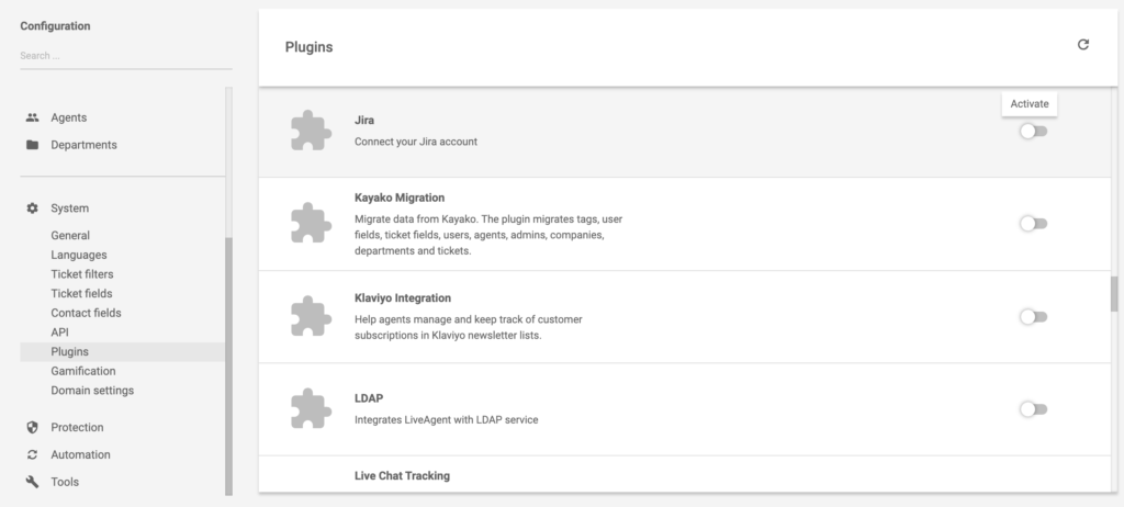 Saan mahahanap ang plugin ng Jira sa mga setting ng LiveAgent