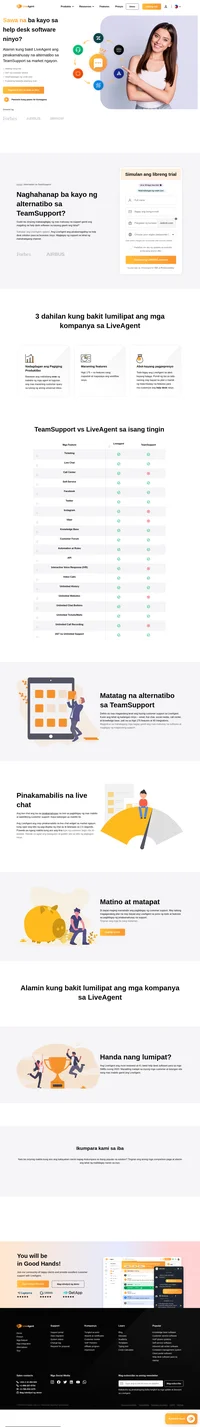 Ang LiveAgent ang pinakamagaling na help desk solution para sa business ninyo. Magbigay ng support sa lahat ng mahahalagang channel sa presyong abot-kaya.