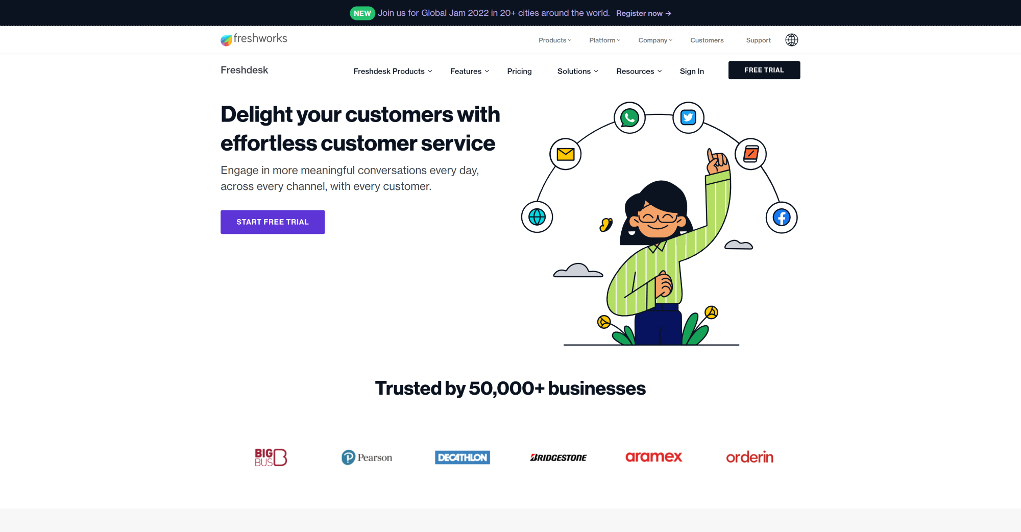 Freshdesk Live Chat software homepage